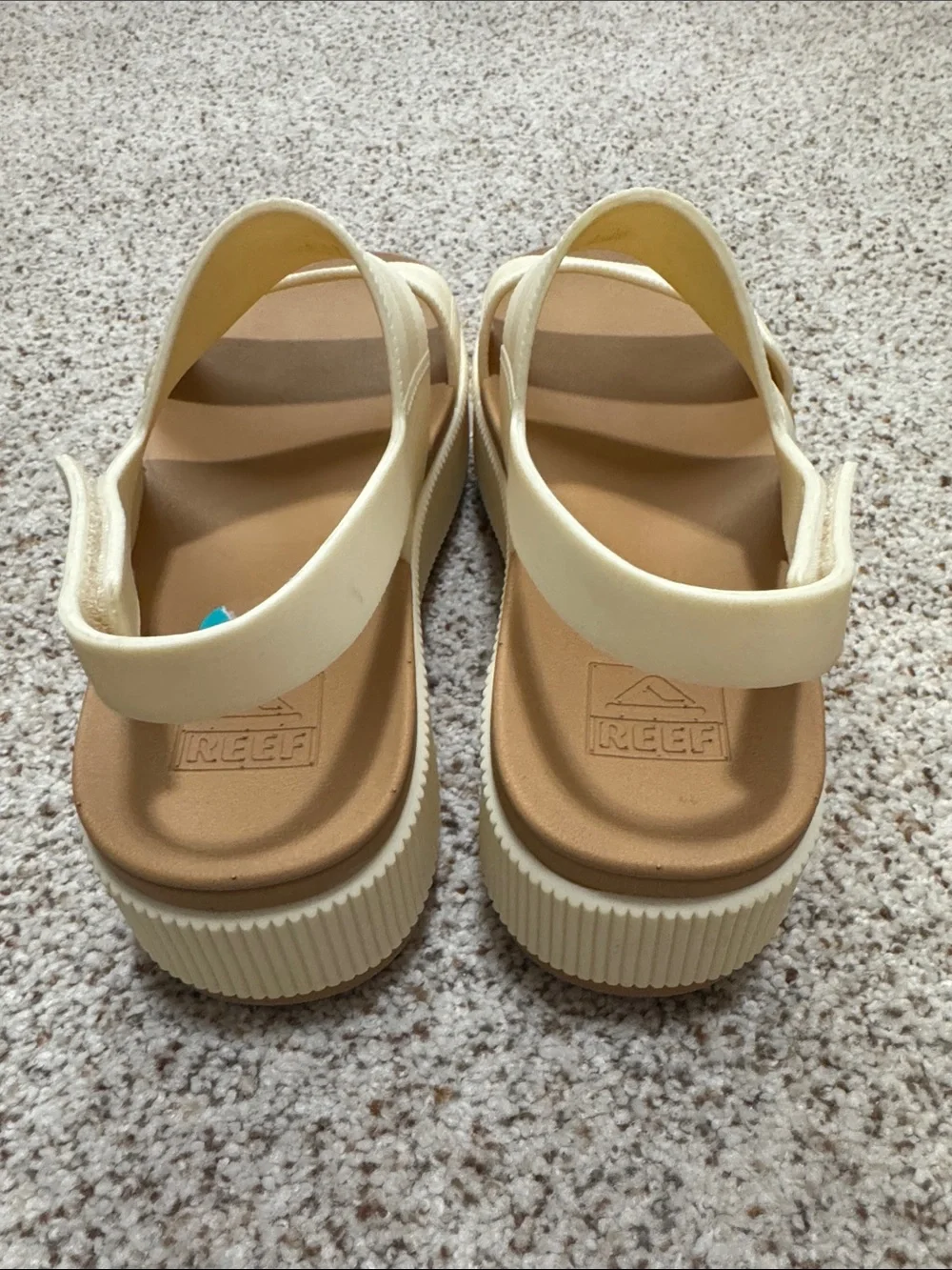 Reef Two-Strap Cream and Tan Slingback Sandals